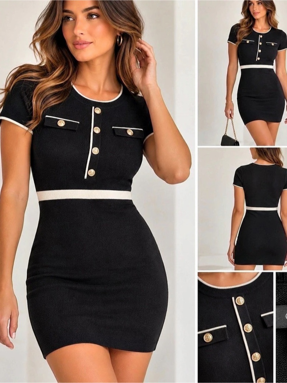 GUESS Mini Bodycon Dress in Black & White Size Small Like New